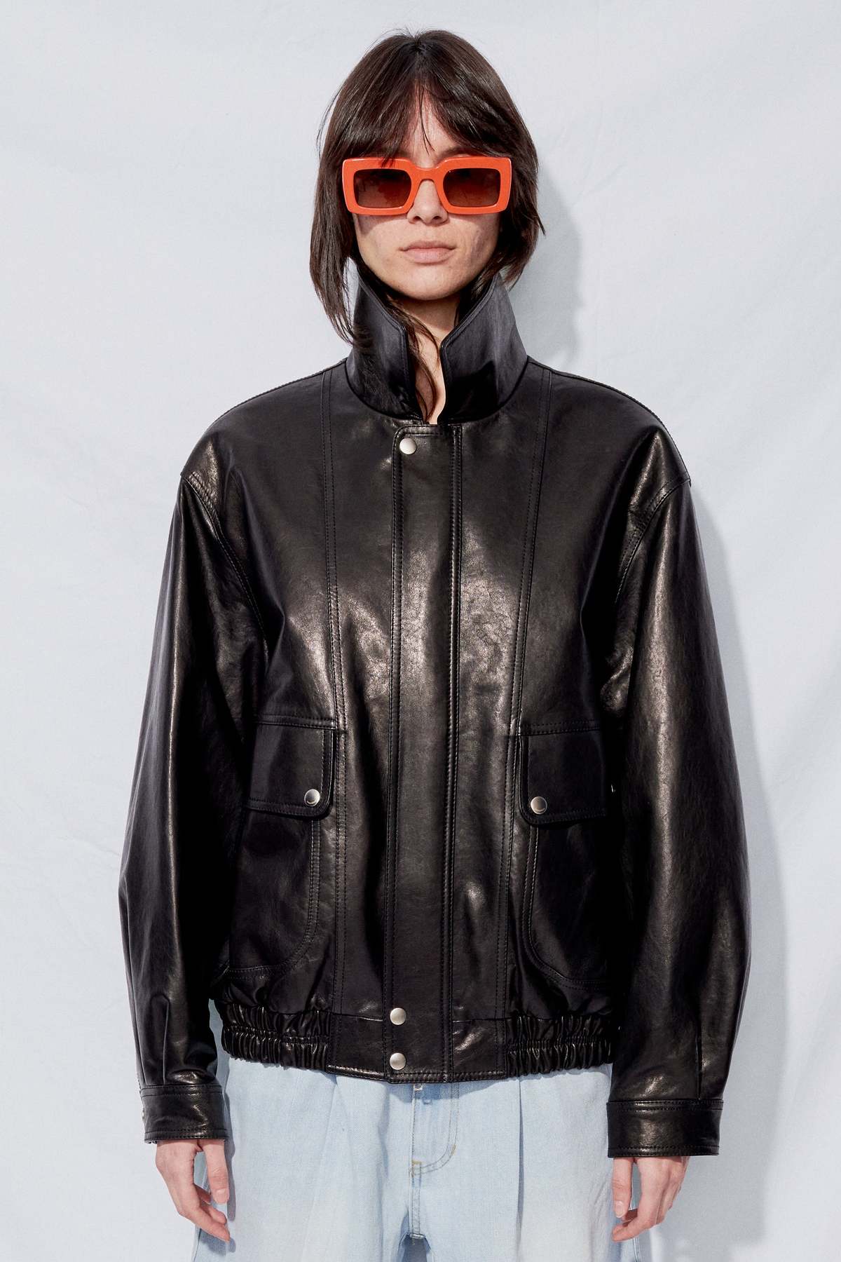 DUNST Oversized Vintage Leather Blouson - Black | Garmentory