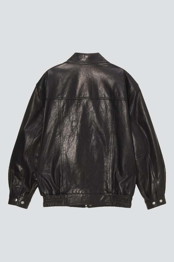DUNST Oversized Vintage Leather Blouson - Black | Garmentory