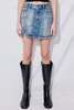 Denim Side-Slit Mini Skirt - Thumbnail 1