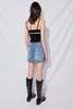 Denim Side-Slit Mini Skirt - Thumbnail 4