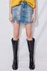 Denim Side-Slit Mini Skirt - Thumbnail 6