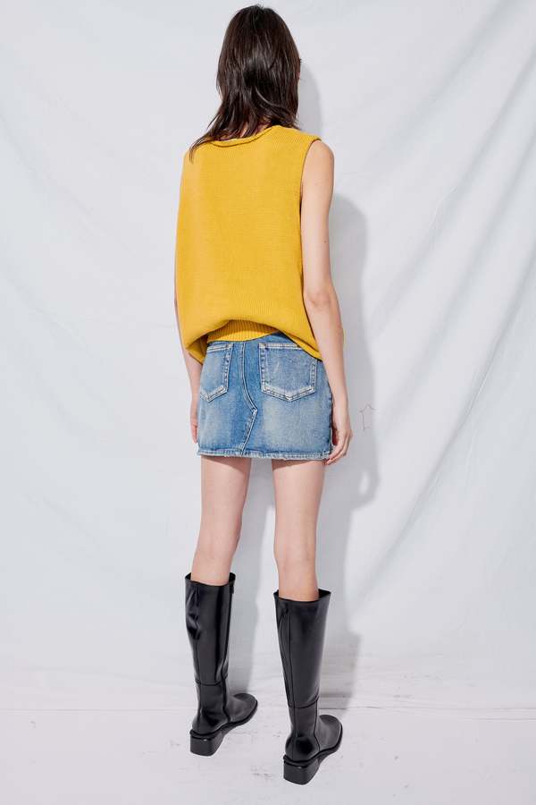 Denim Side-Slit Mini Skirt