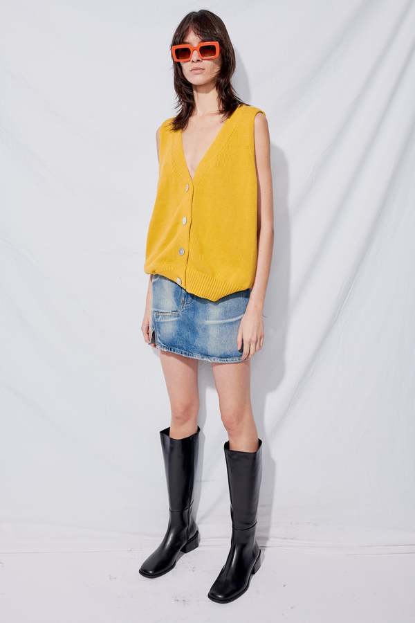 Denim Side-Slit Mini Skirt