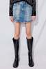 Denim Side-Slit Mini Skirt - Thumbnail 13