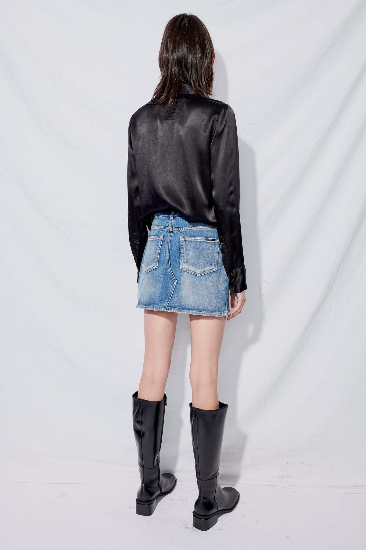 Denim Side-Slit Mini Skirt - Image 17 of 26