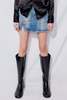 Denim Side-Slit Mini Skirt - Thumbnail 18