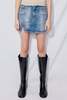 Denim Side-Slit Mini Skirt - Thumbnail 21