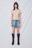 Denim Side-Slit Mini Skirt - Thumbnail 22