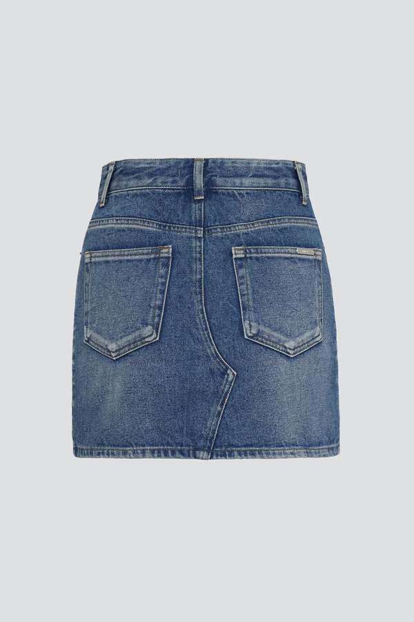 Denim Side-Slit Mini Skirt