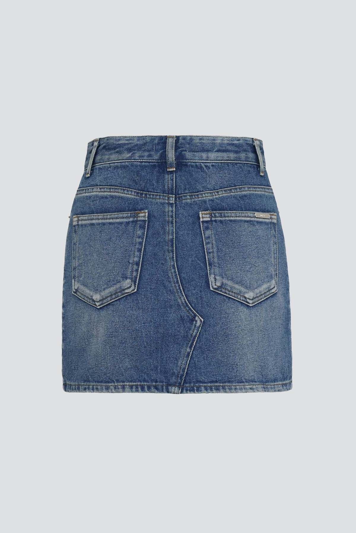 Denim Side-Slit Mini Skirt - Image 26 of 26