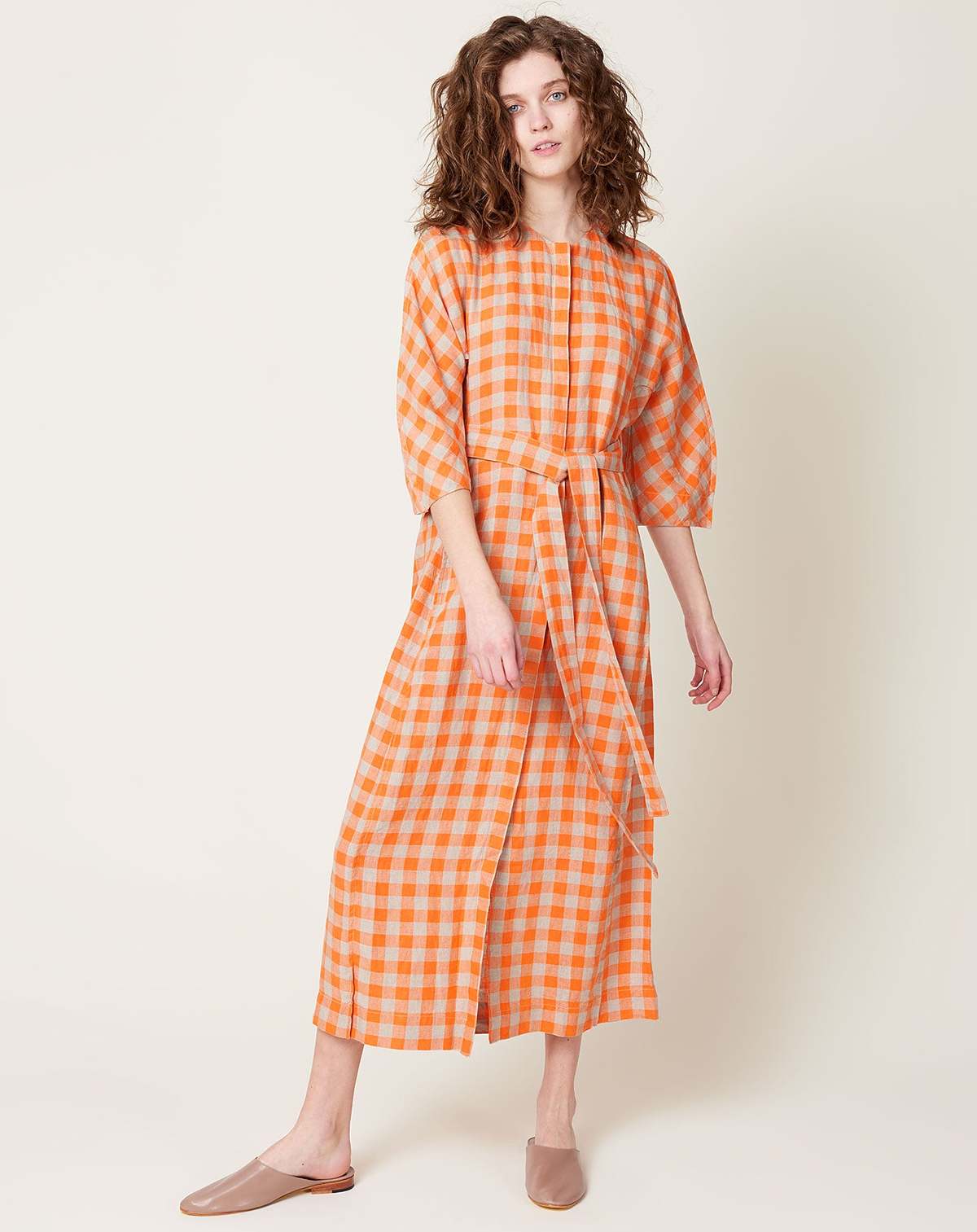 chinese dress ladies The Linen Oversized Puff-Sleeve Dress main image 0