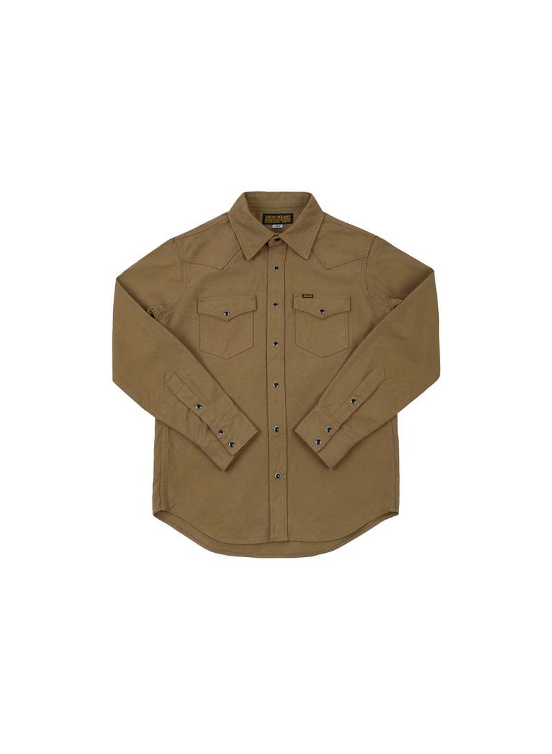 Iron Heart 13oz Military Serge Western Shirt Mocha Brown