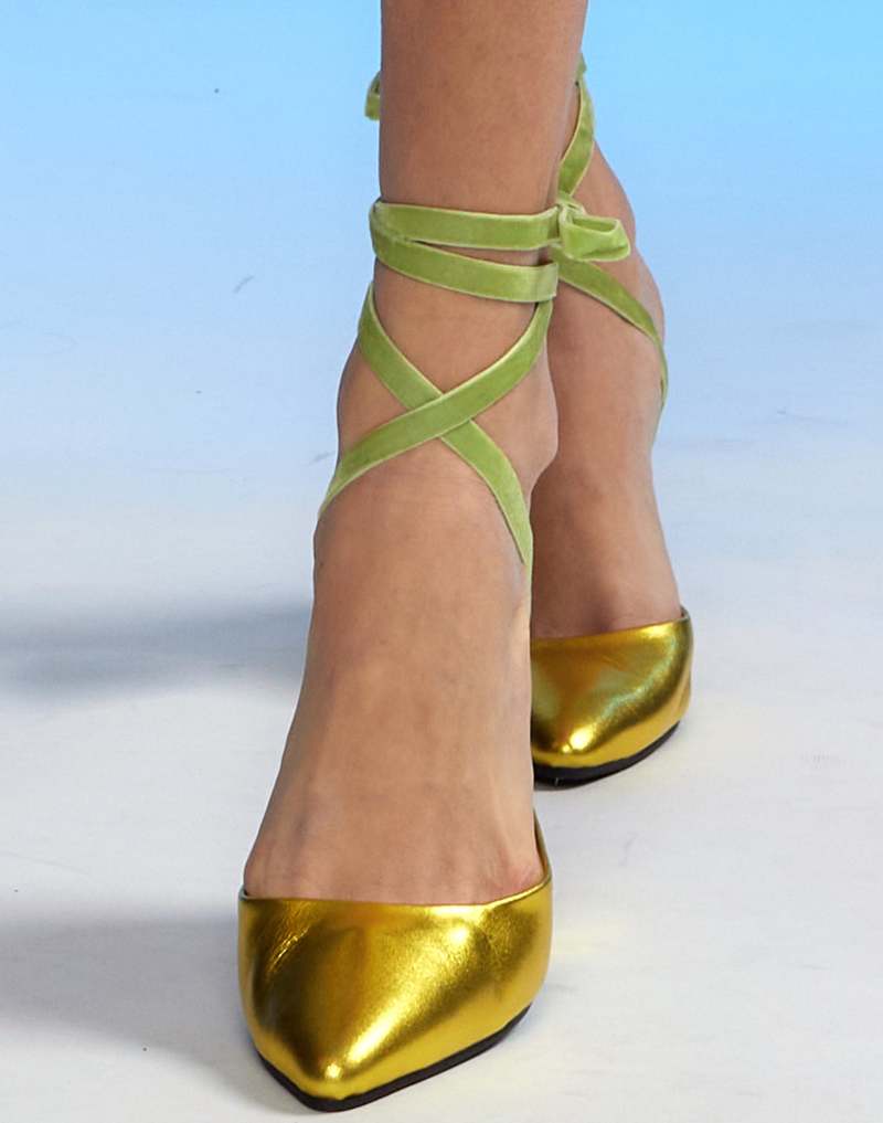 Amazon.com | Cynthia Rowley Metallic Gold Foil Satin Wedge