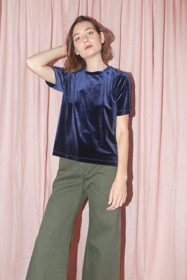 CARLEEN Velvet Short Sleeve Tee in Ink CARLEEN Velvet Short Sleeve Tee in Ink