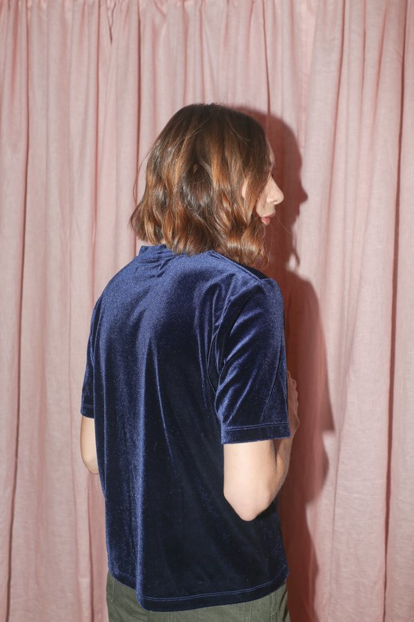 CARLEEN Velvet Short Sleeve Tee in Ink CARLEEN Velvet Short Sleeve Tee in Ink