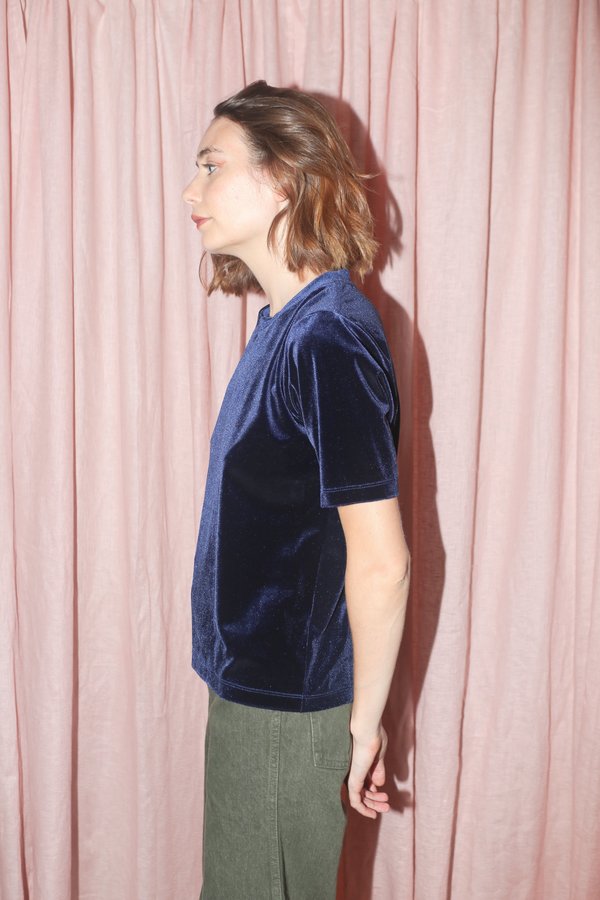 CARLEEN Velvet Short Sleeve Tee in Ink CARLEEN Velvet Short Sleeve Tee in Ink