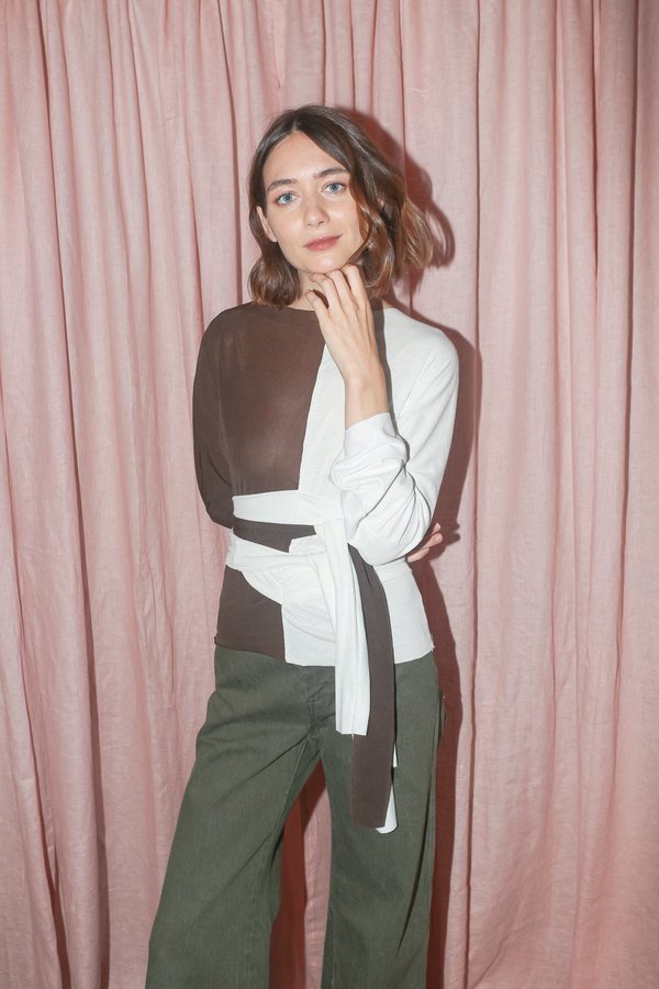 Maryam Nassir Zadeh Gamma Top in Brown/White Maryam Nassir Zadeh Gamma Top in Brown/White