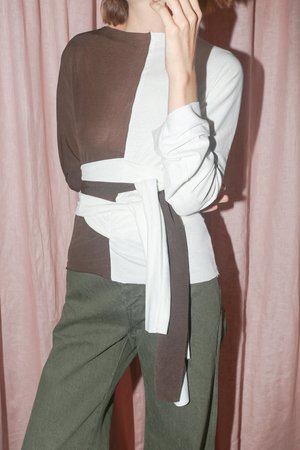 Maryam Nassir Zadeh Gamma Top in Brown/White Maryam Nassir Zadeh Gamma Top in Brown/White