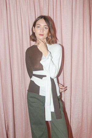 Maryam Nassir Zadeh Gamma Top in Brown/White Maryam Nassir Zadeh Gamma Top in Brown/White