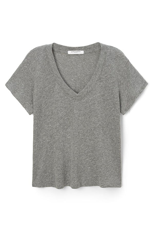 Perfect White Tee Hendrix Basic V-Neck top - Heather Grey