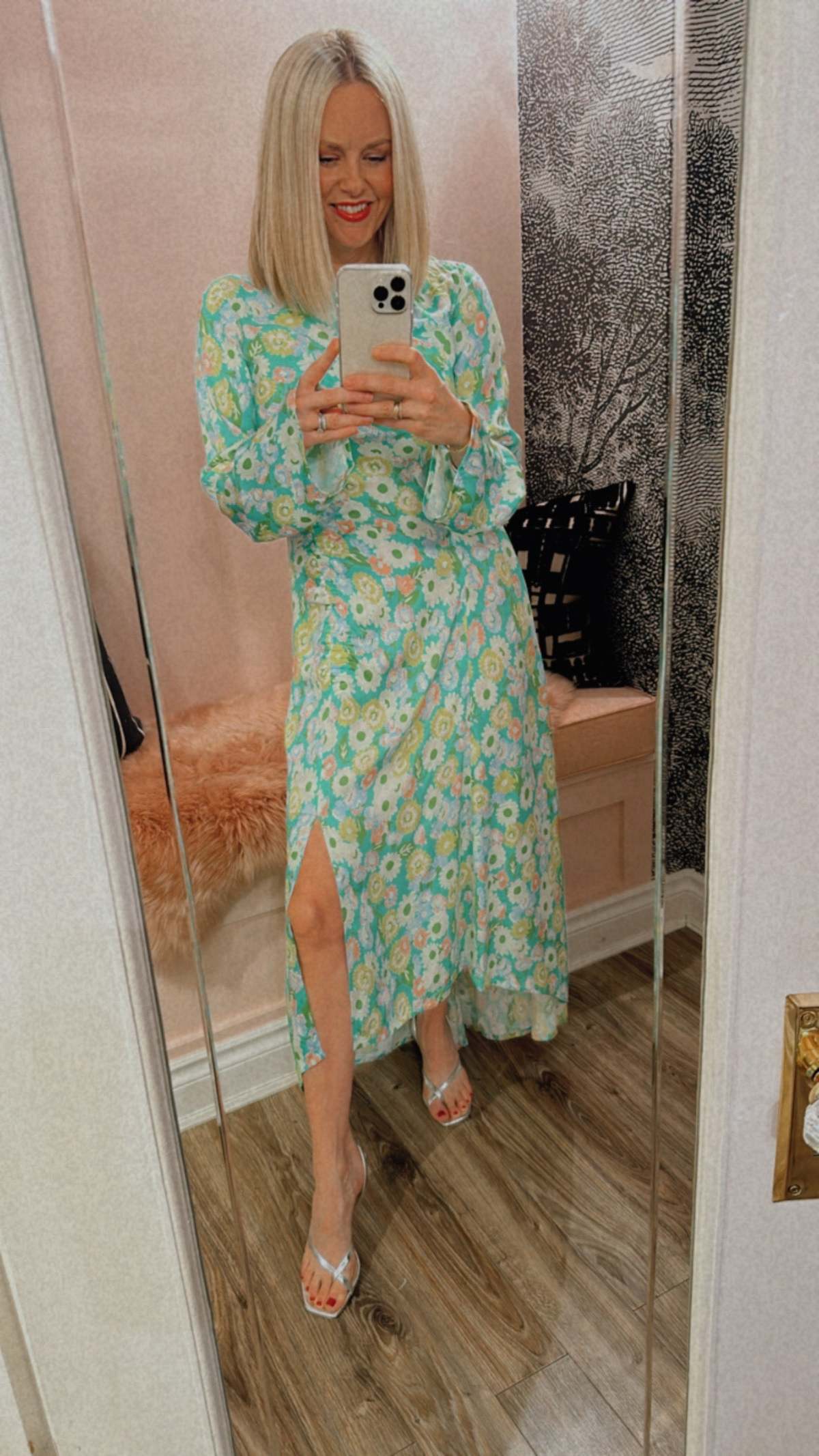 Rohe Smocked Floral Dress - green Rohe Smocked Floral Dress - green