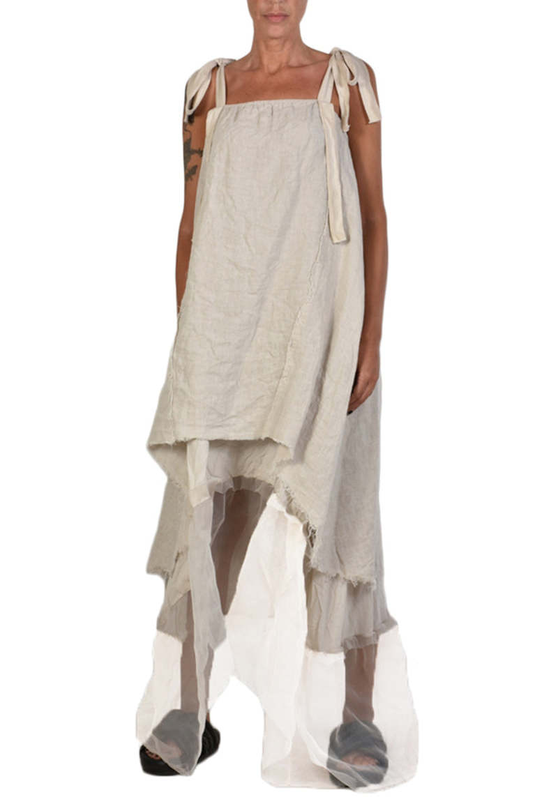 sachin and babi light blue dress Sanctamuerte Tie Shoulder Asymmetric Layered Dress