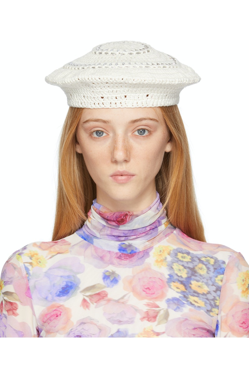 Ganni Crochet Beret - Egret | Garmentory display picture 1