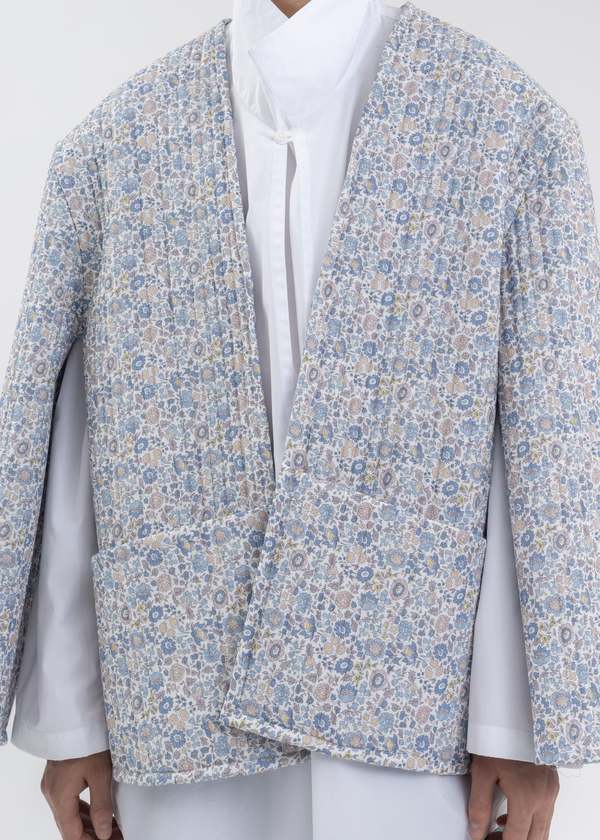 Hed Mayner Flowers Reversible Quilted Cropped Coat - Light Blue
