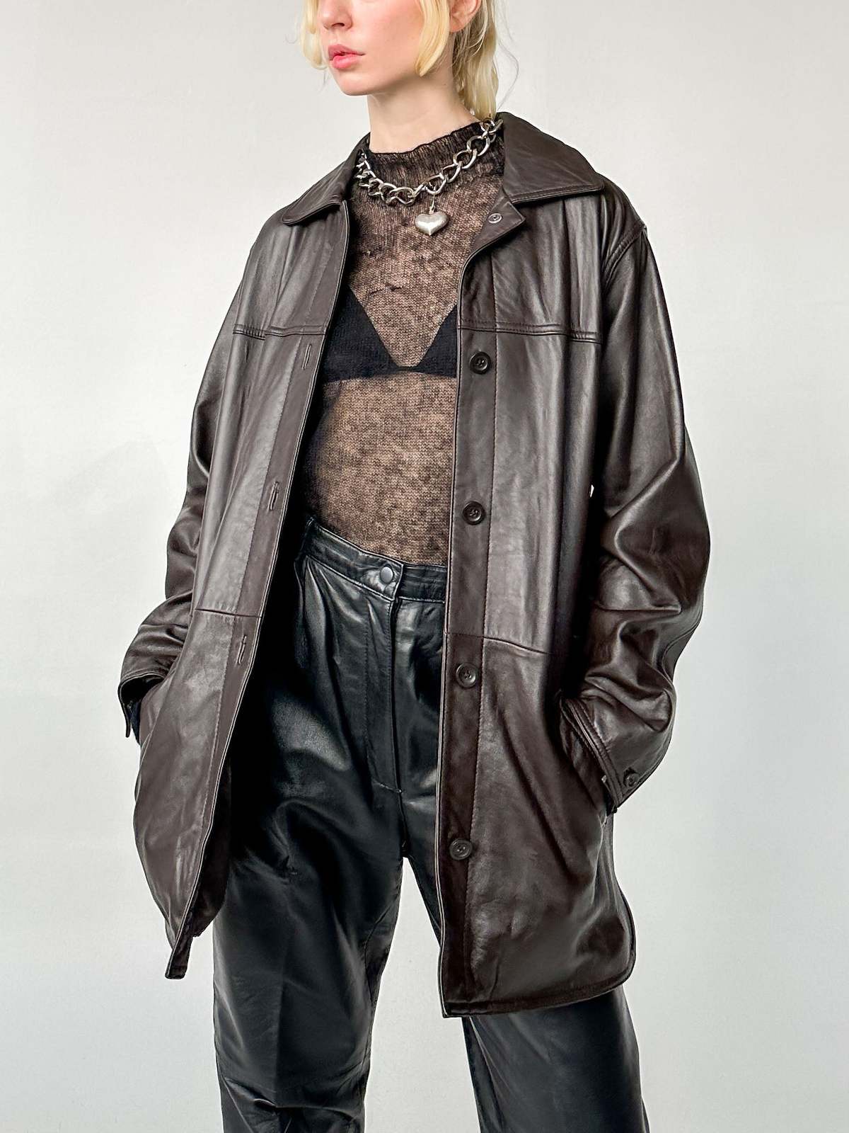 Paneled Leather Jacket - Espresso | Garmentory