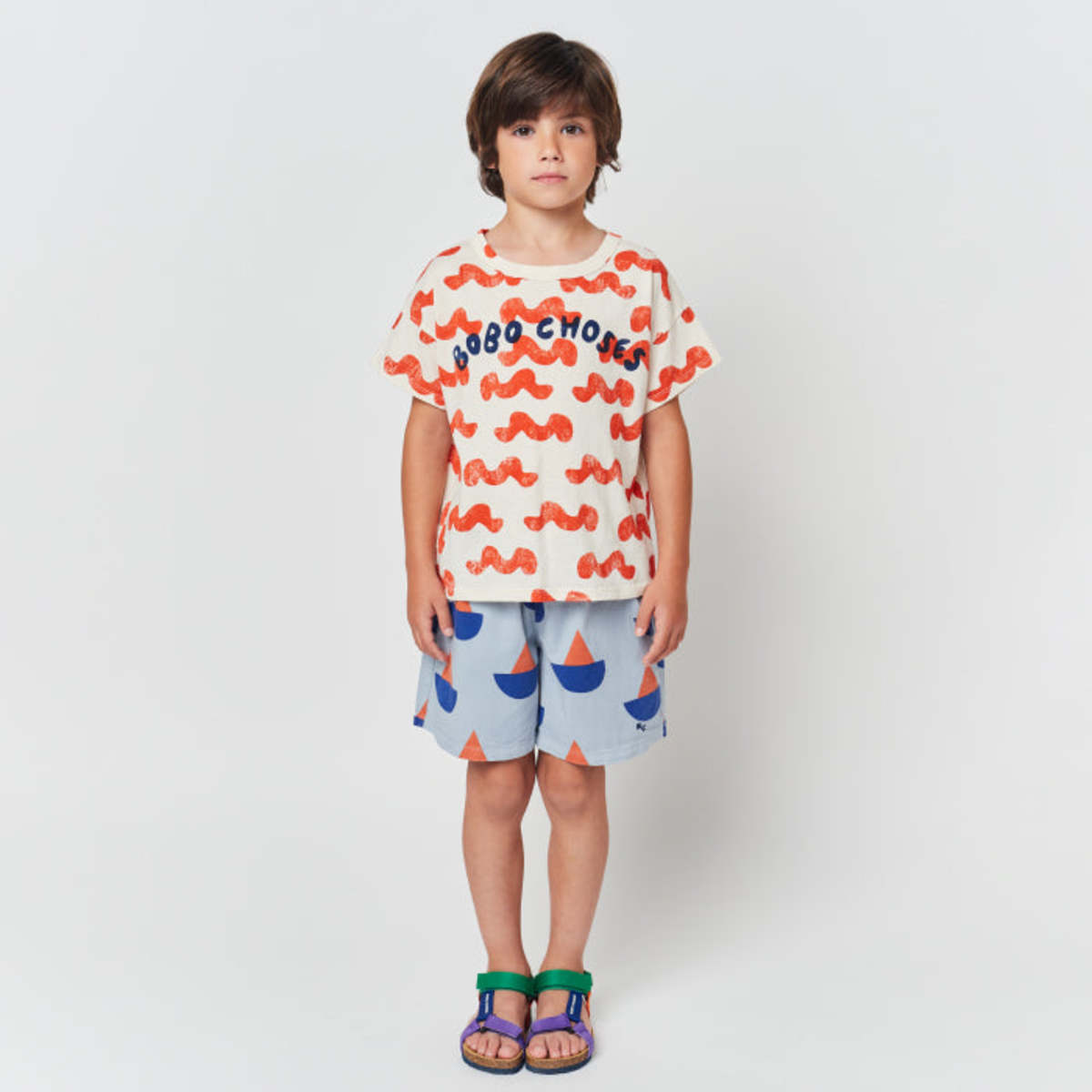 Bobo Choses Bobo Choses Color all over swim board shorts, Off White