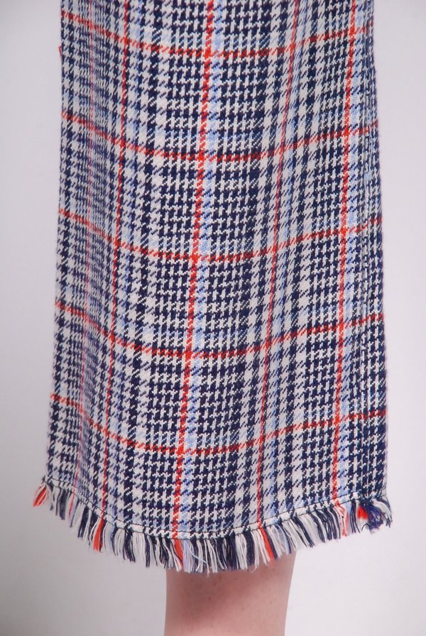 Raquel Allegra Double Face English Plaid Cropped Pant - Ivory/Navy Raquel Allegra Double Face English Plaid Cropped Pant - Ivory/Navy