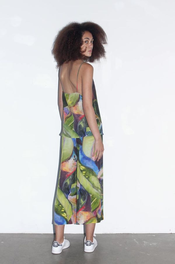 Strathcona Painted Palm Silk Culotte Pant - Online Only Strathcona Painted Palm Silk Culotte Pant - Online Only