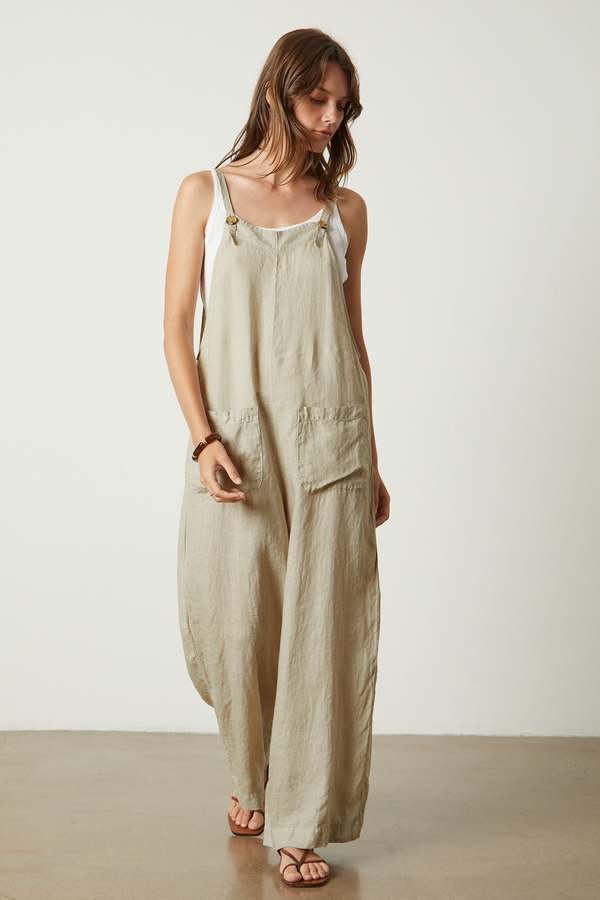 Velvet by Graham & Spencer Velvet Isabel Woven Linen Romper Cobble