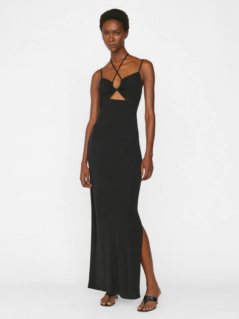 FRAME Denim Strappy Knit Dress - Noir | Garmentory
