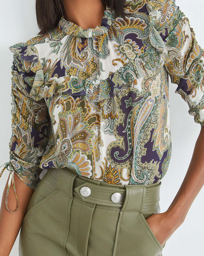 Veronica Beard Howell Blouse - Army Multi Veronica Beard Howell Blouse - Army Multi