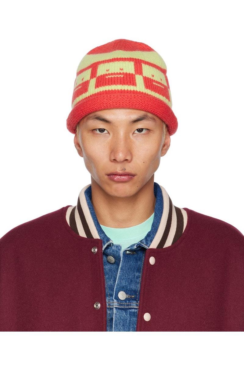 Acne Studios Knit Beanie - Red/Green | Garmentory display picture 1
