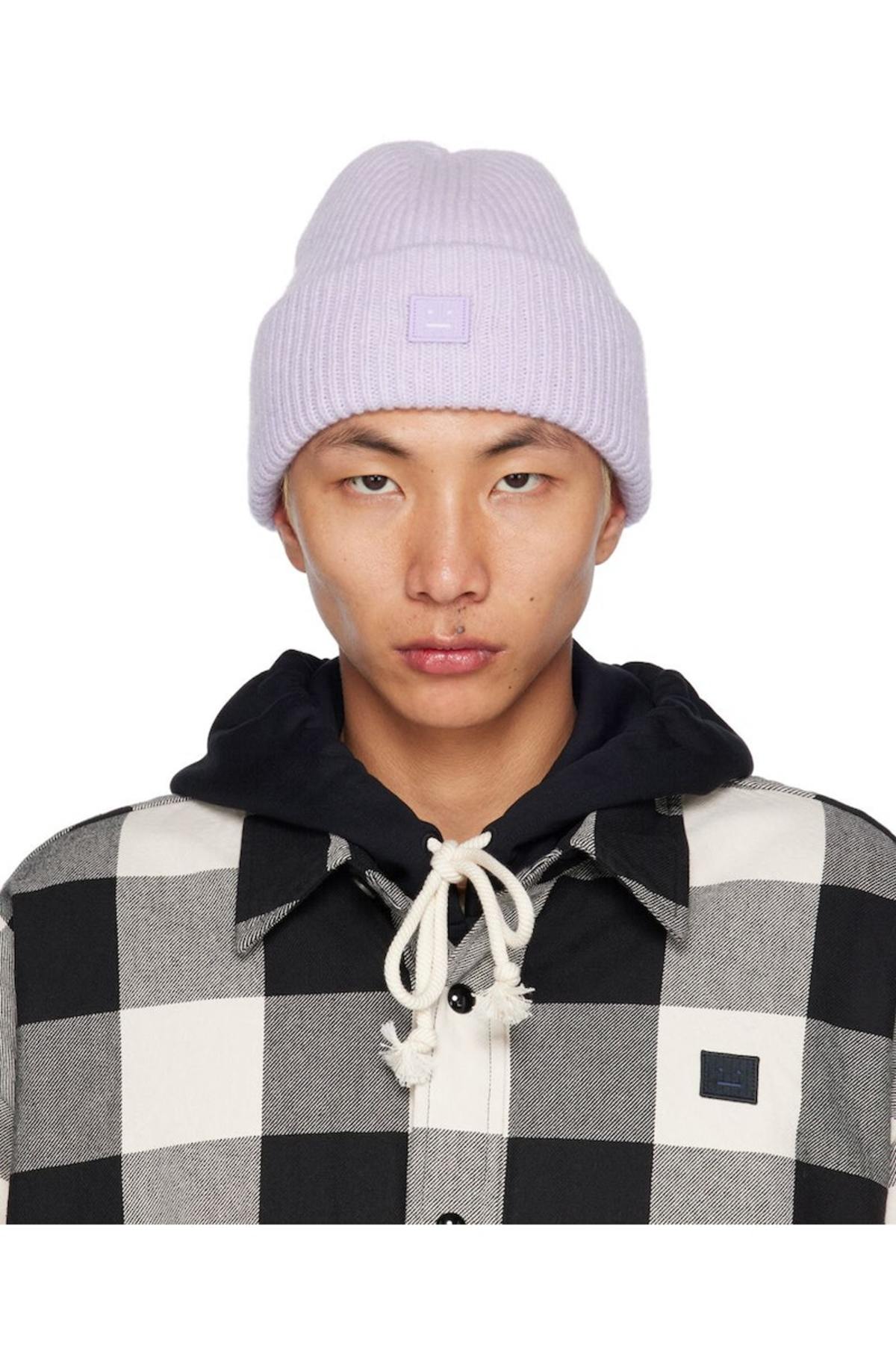 Acne Studios Logo Beanie Purple Melange Garmentory