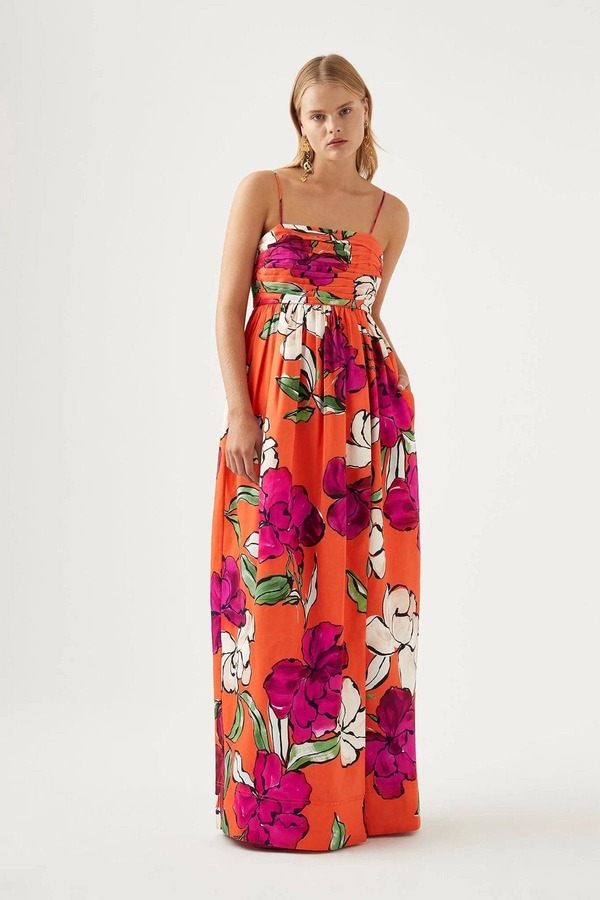pink bridesmaid dress with scarf Hailey Satin Maxi Dress with Neck Scarf main image 0