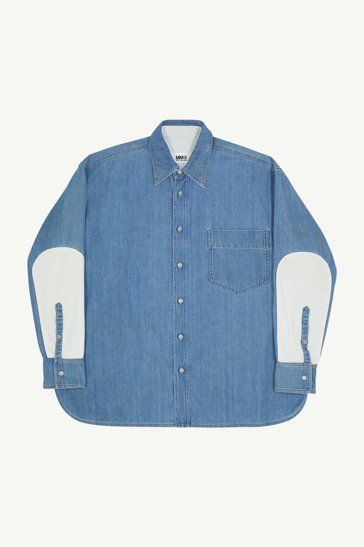 トップス MM6 Oversized Denim Long Sleeve Shirt MM6 Maison Margiela Oversized Long Sleeve Top - Grey Melange