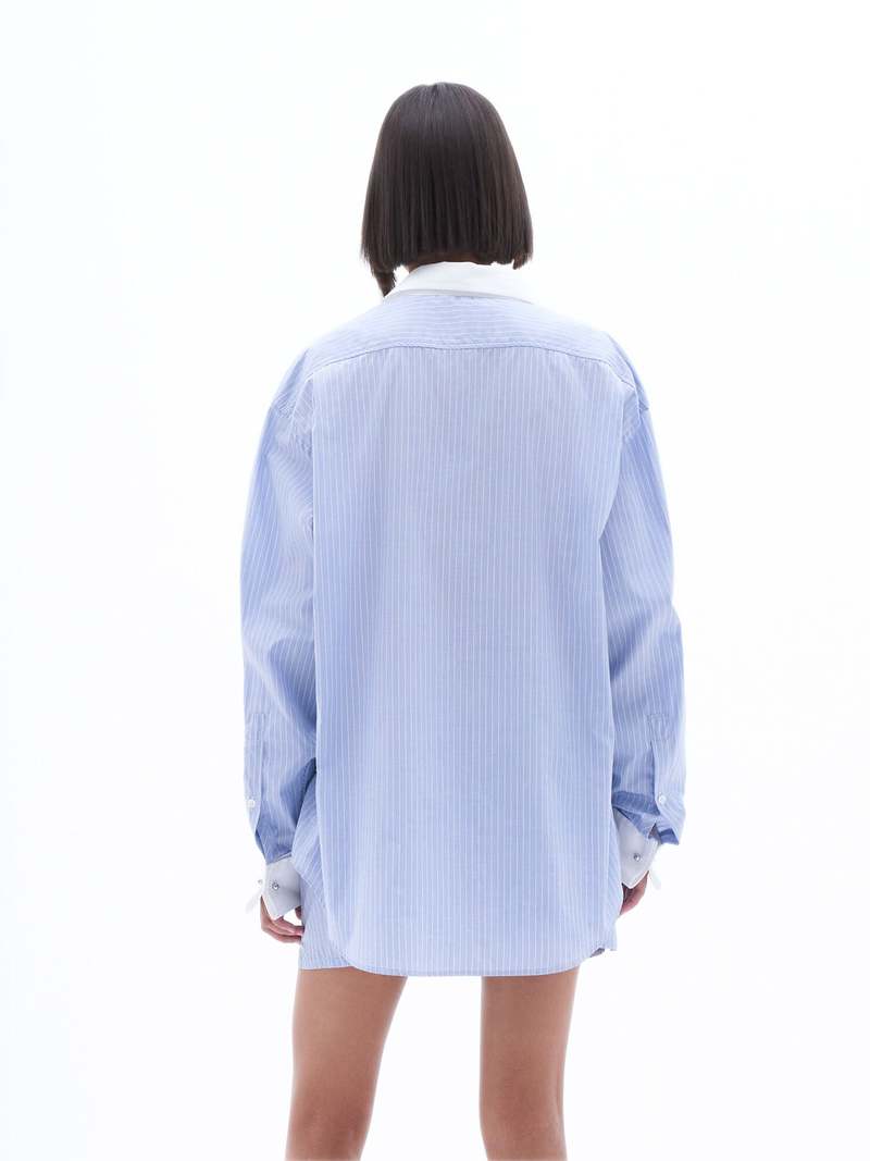 Tシャツ・カットソー FILIPPA K SS25 COTTON TUXEDO SHIRT (31105 0175) Cotton Tuxedo Shirt - Steel Blue | Filippa K