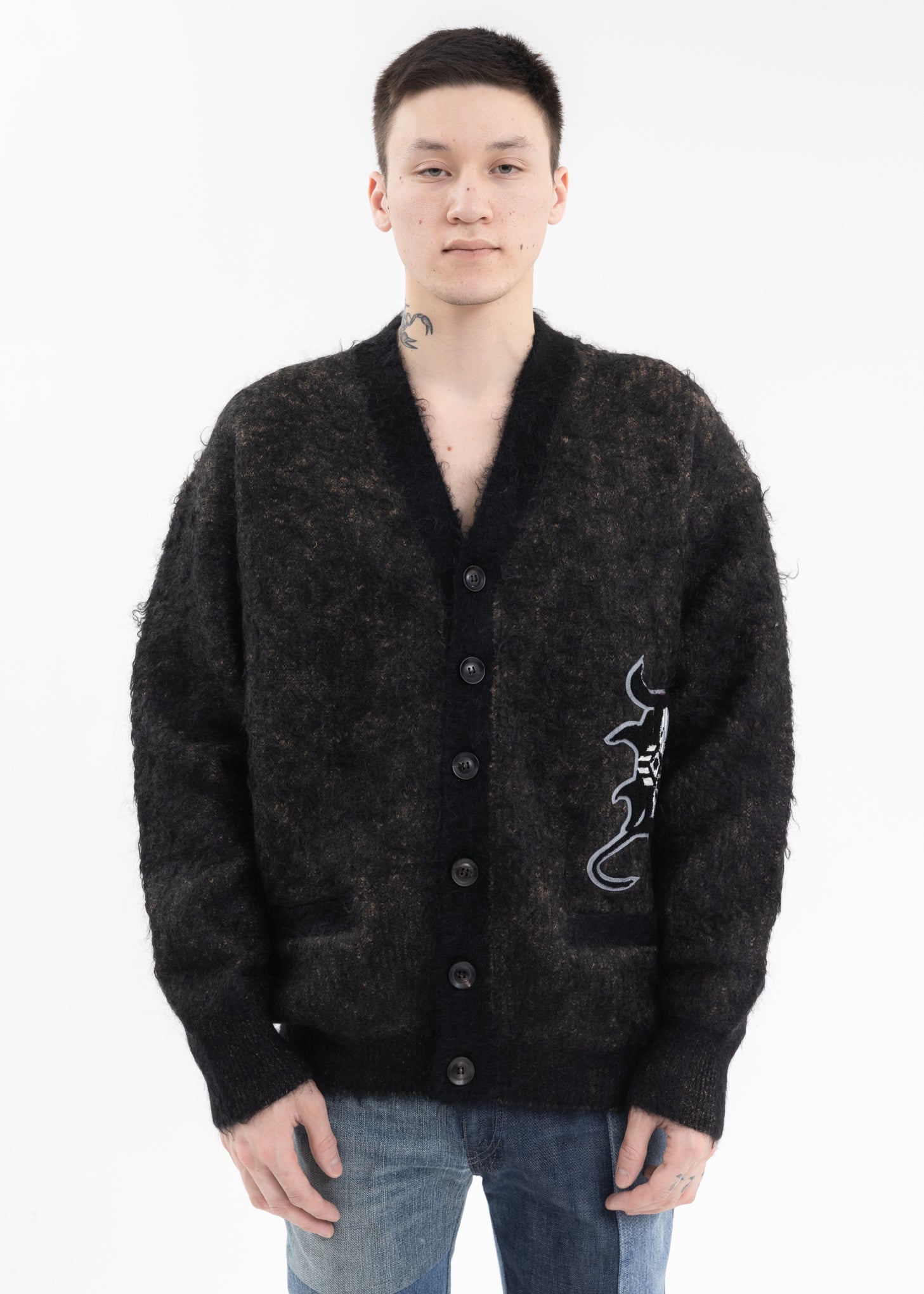 Children of the discordance 7G 2TONE CARDIGAN - BLACK | Garmentory