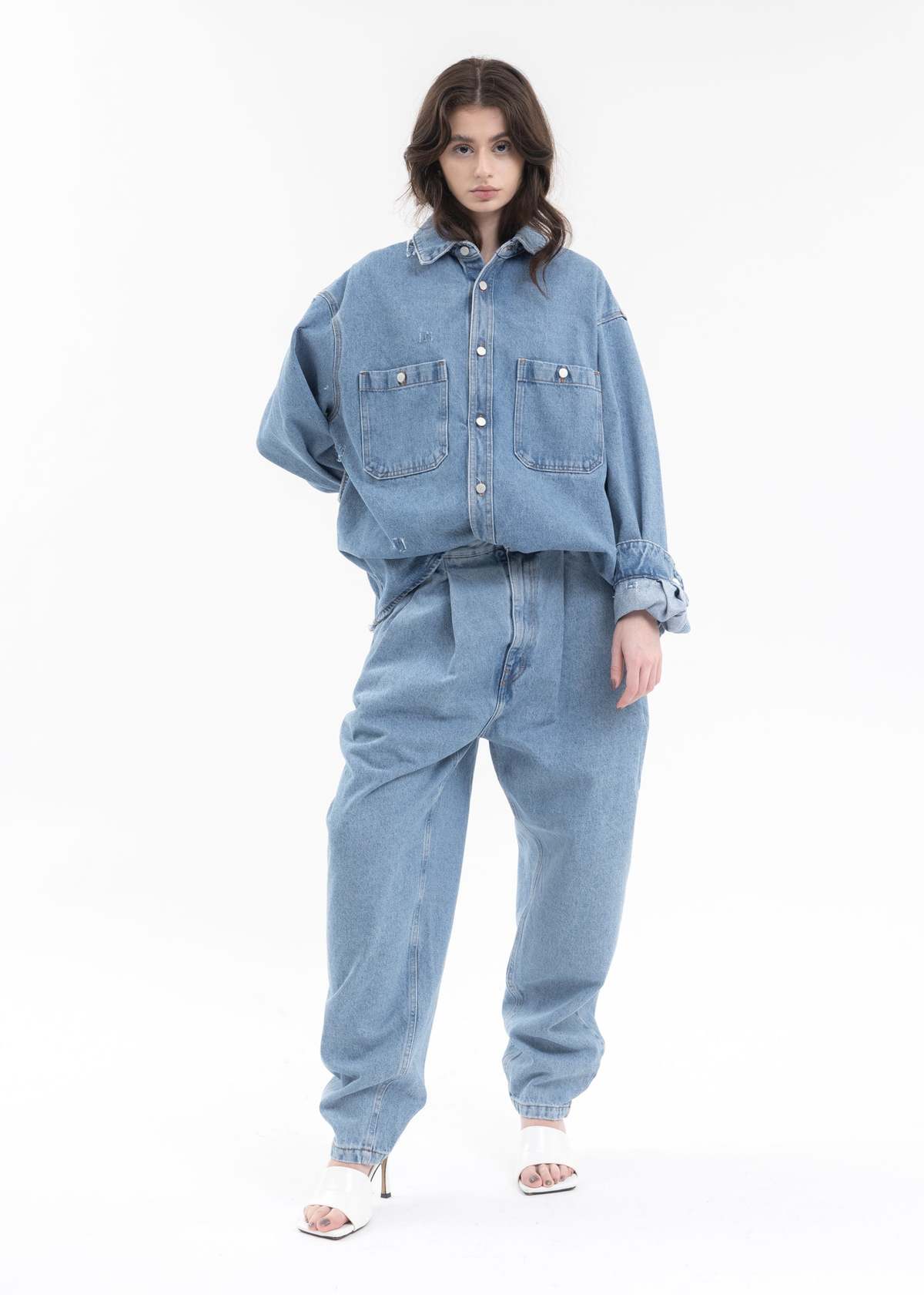 Hed Mayner WASH PLEATED DENIM - BLUE | Garmentory