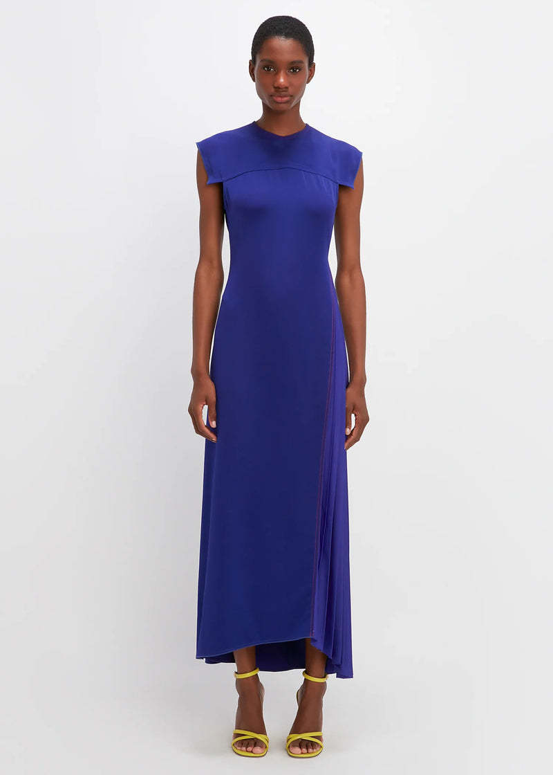 Victoria Beckham Cap Sleeve Midi Dress - Electric Purple