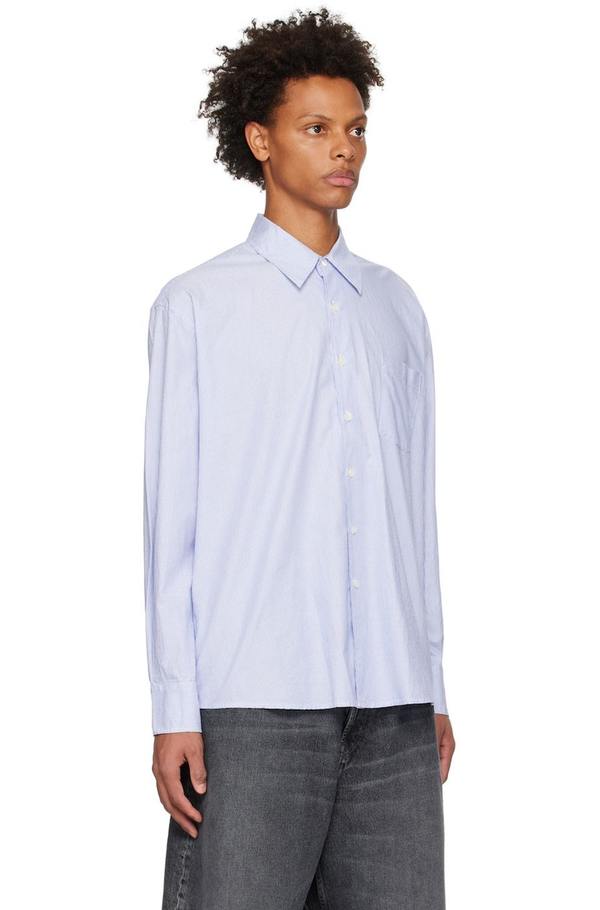 Our Legacy Above Shirt - Riviera Blue Broken Stripe | Garmentory