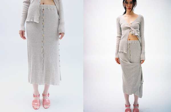 Baserange Marron Melange Loulou Skirt - Gray