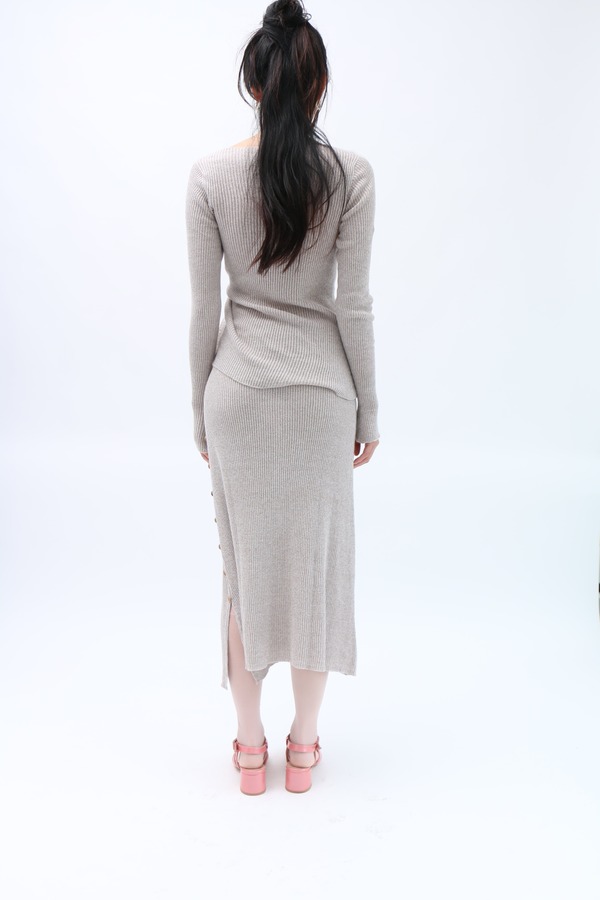 Baserange Marron Melange Loulou Skirt - Gray