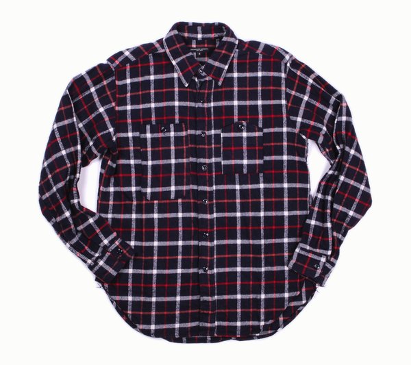 Engineered Garments Work Shirt - Navy/White Plaid Flannel Engineered Garments Work Shirt - Navy/White Plaid Flannel