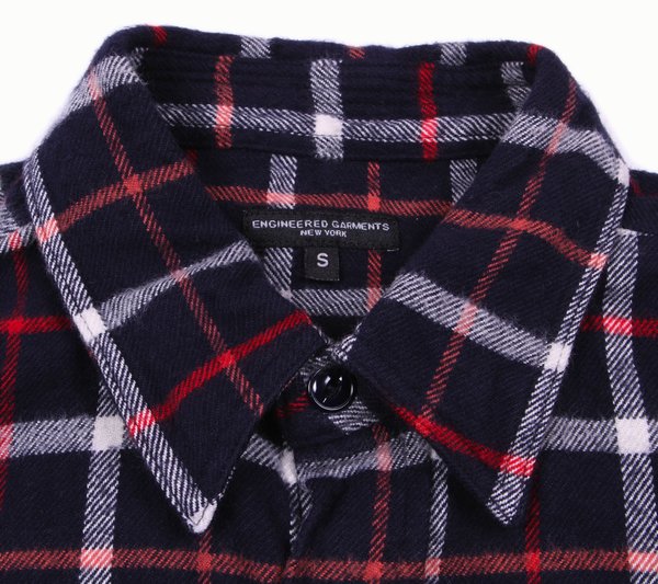 Engineered Garments Work Shirt - Navy/White Plaid Flannel Engineered Garments Work Shirt - Navy/White Plaid Flannel