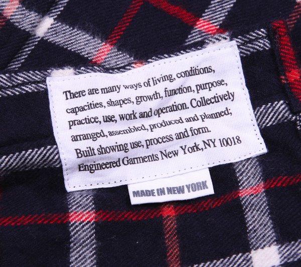 Engineered Garments Work Shirt - Navy/White Plaid Flannel Engineered Garments Work Shirt - Navy/White Plaid Flannel