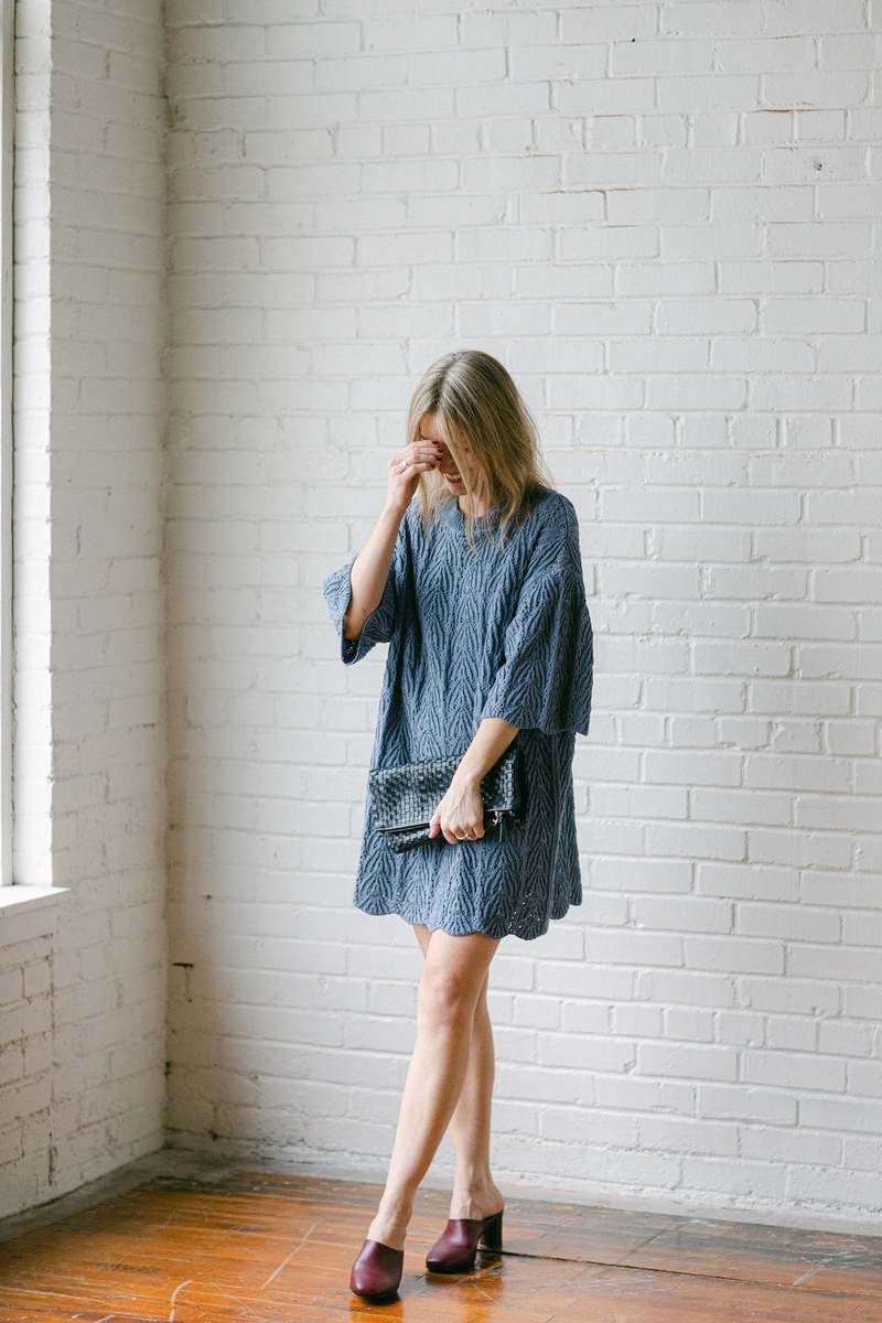 LouLou Studio Anjo Crochet Short Dress - Blue